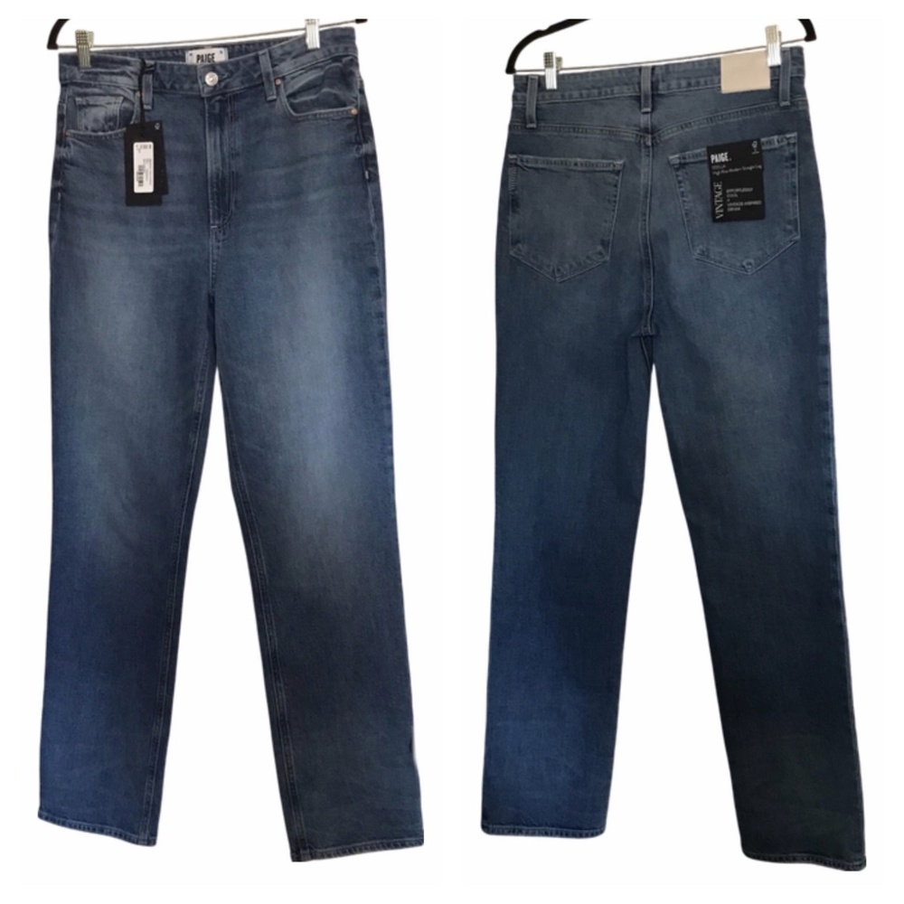 NWT Paige Jeans 30 Stella High Rise Straight Leg Stronghold stacked hem vintage